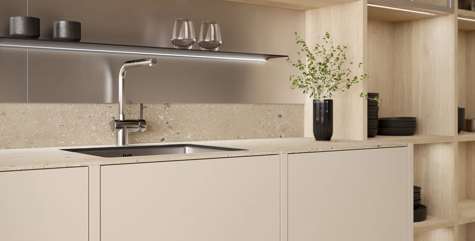 Licht terrazzo keukenblad