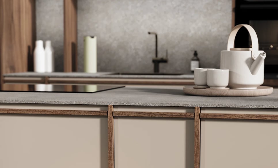 Donker terrazzo keukenblad